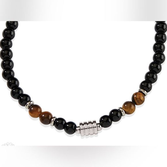 Park Lane Other - NWT GREAT FOR MEN UNISEX BECK TIGER EYE NECKLACE DESIGNER INSPIRED BLACK SILVER